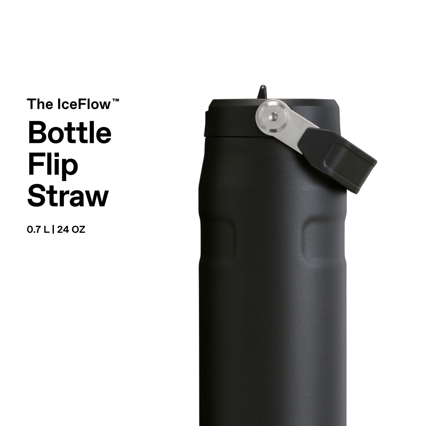 Stanley 1913 Flip Straw drinking bottle with straw 0.7L - thermal mug cools for 10 hours - ice cold for 3 days - BPA-free - leak-proof - for cup holders - dishwasher safe - black - 10-11283-143