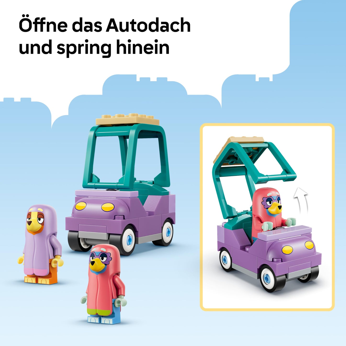 LEGO Bluey Grandmas with Bingo and Bluey - educational toy with car, 2 minifigures & garden - Montessori set - birthday gift for girls and boys aged 4 and over - 11216