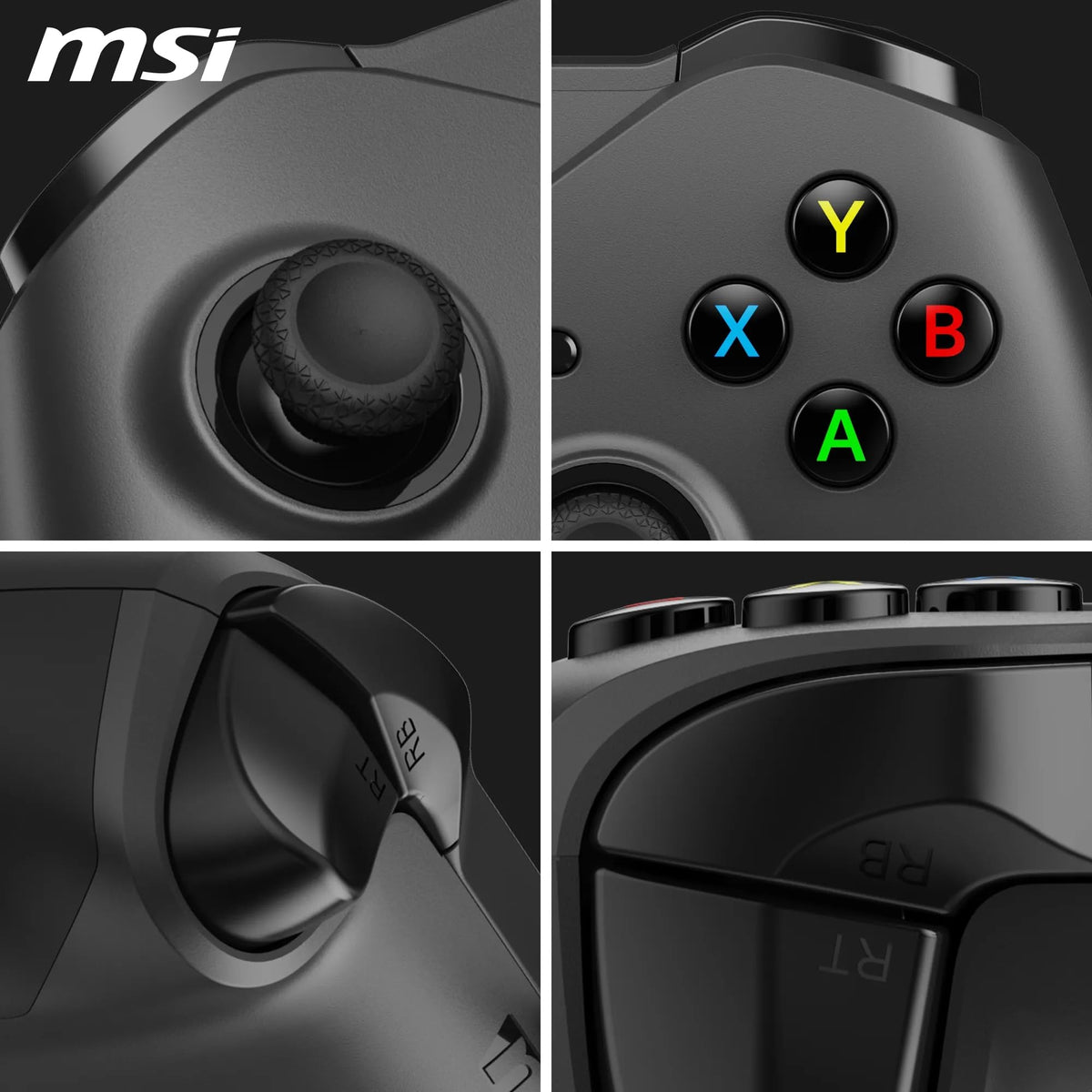 MSI FORCE GC200 Controler pentru jocuri pe PC cu fir – Trigger cu efect Hall, stick-uri analogice avansate, motoare de vibrație duble, USB 3.0 – cu fir - S10-04G0090-EC4