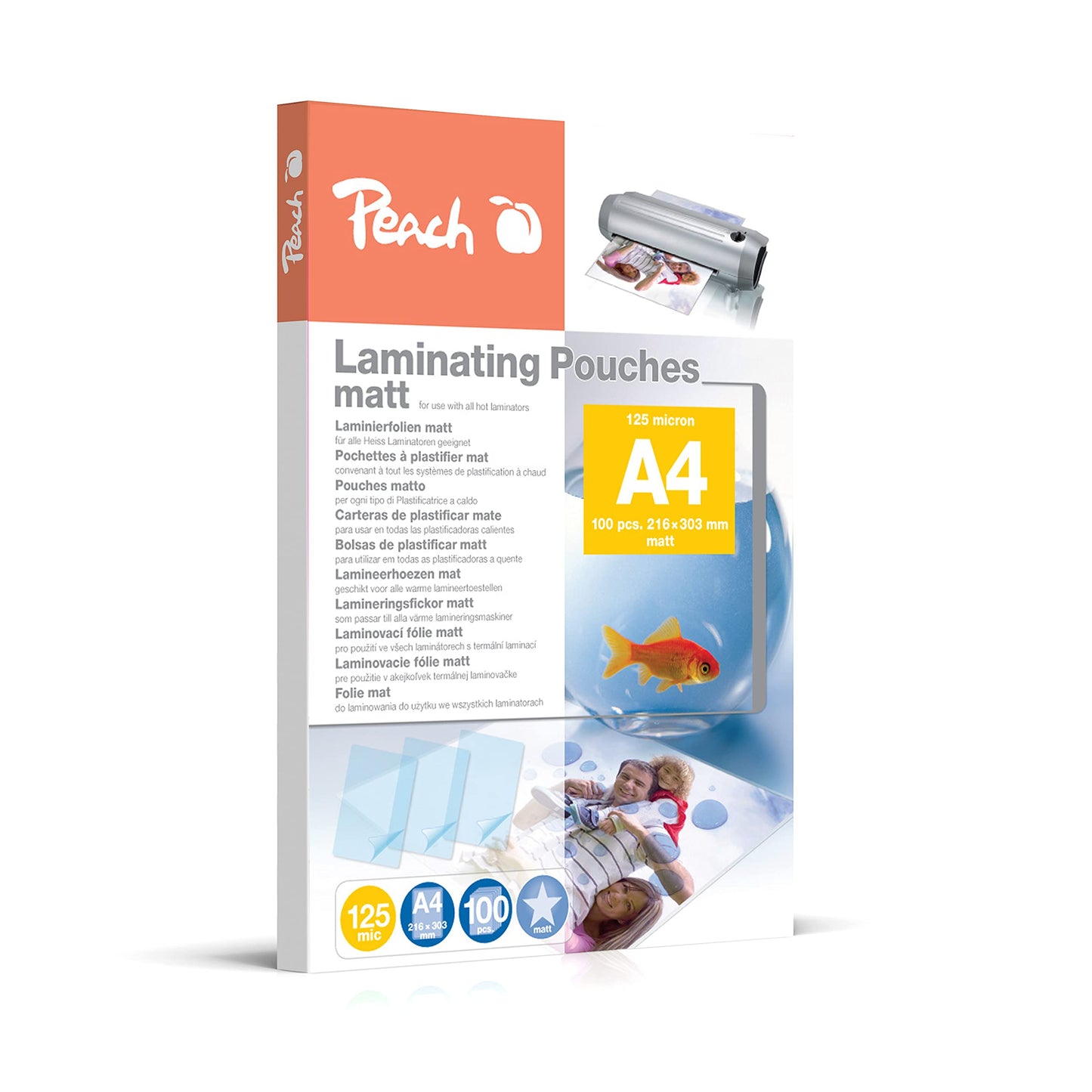 Peach laminating foils A4 matt 100 pieces 2 x 125 mic (250 µm) - writable - S-PP525-22