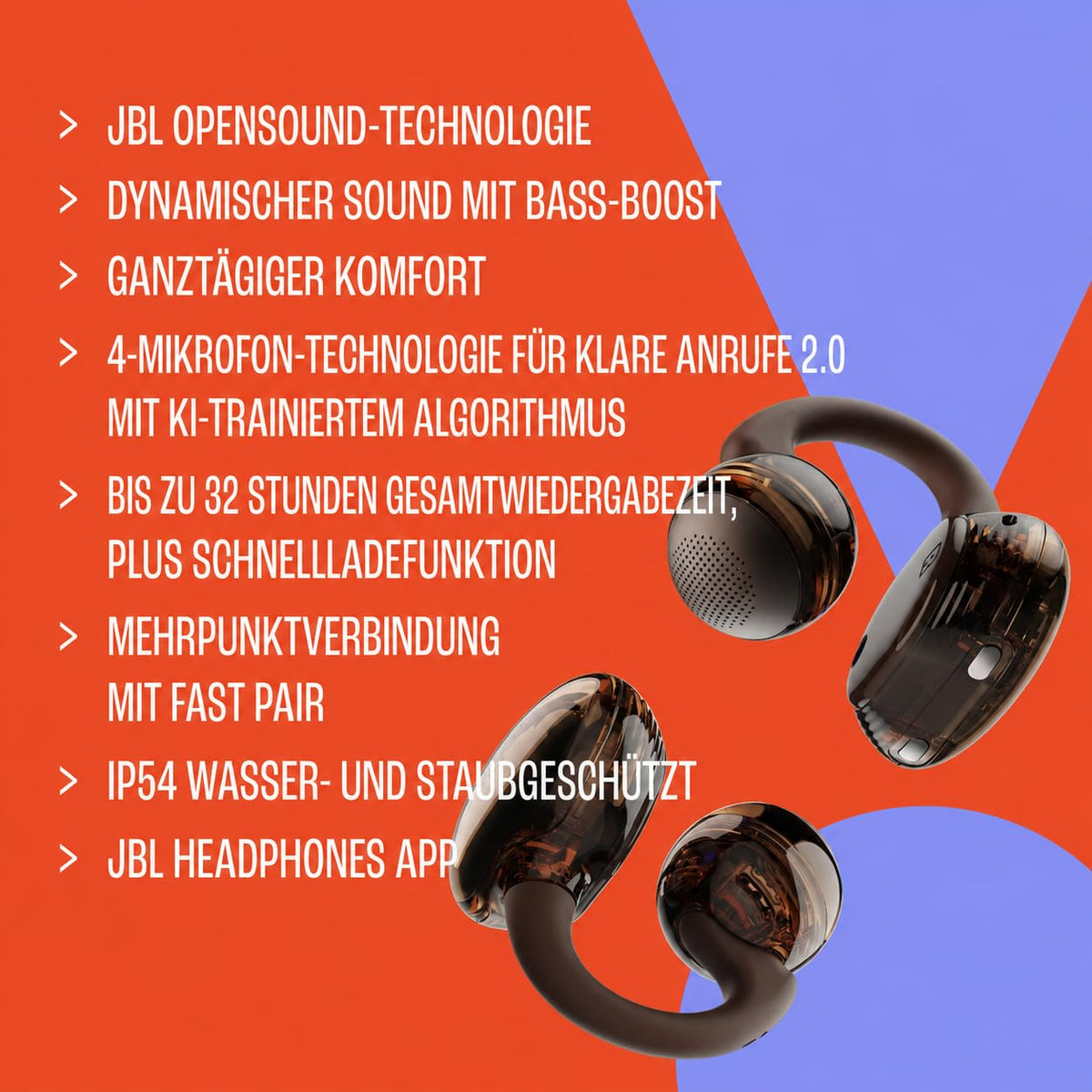 JBL Soundgear Clips Open-Ear Headphones, Ghost Blue - JBLSNDGEARCLBLU