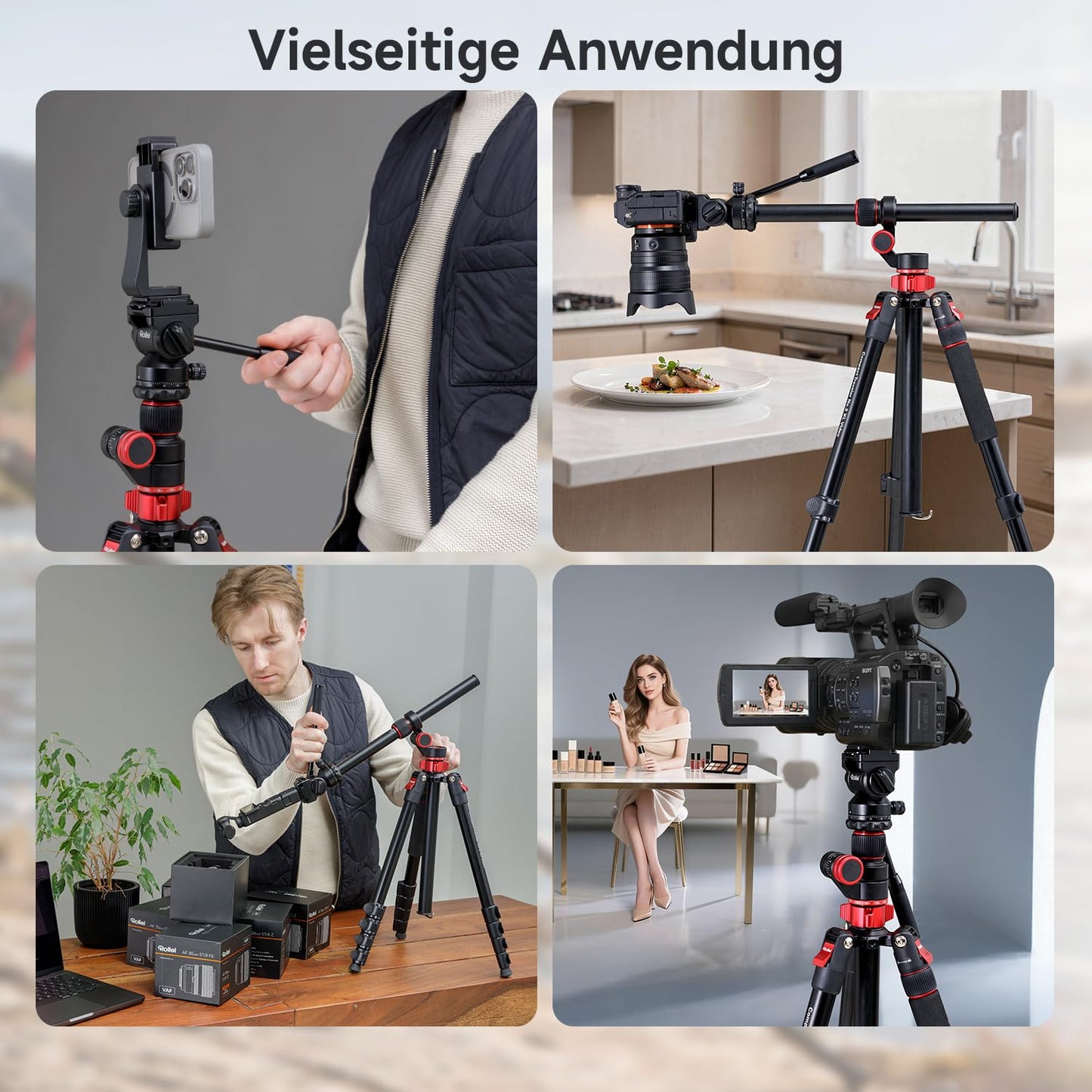Rollei Compact Traveler No.2 XL video tripod camera with extension arm 212cm - 26980