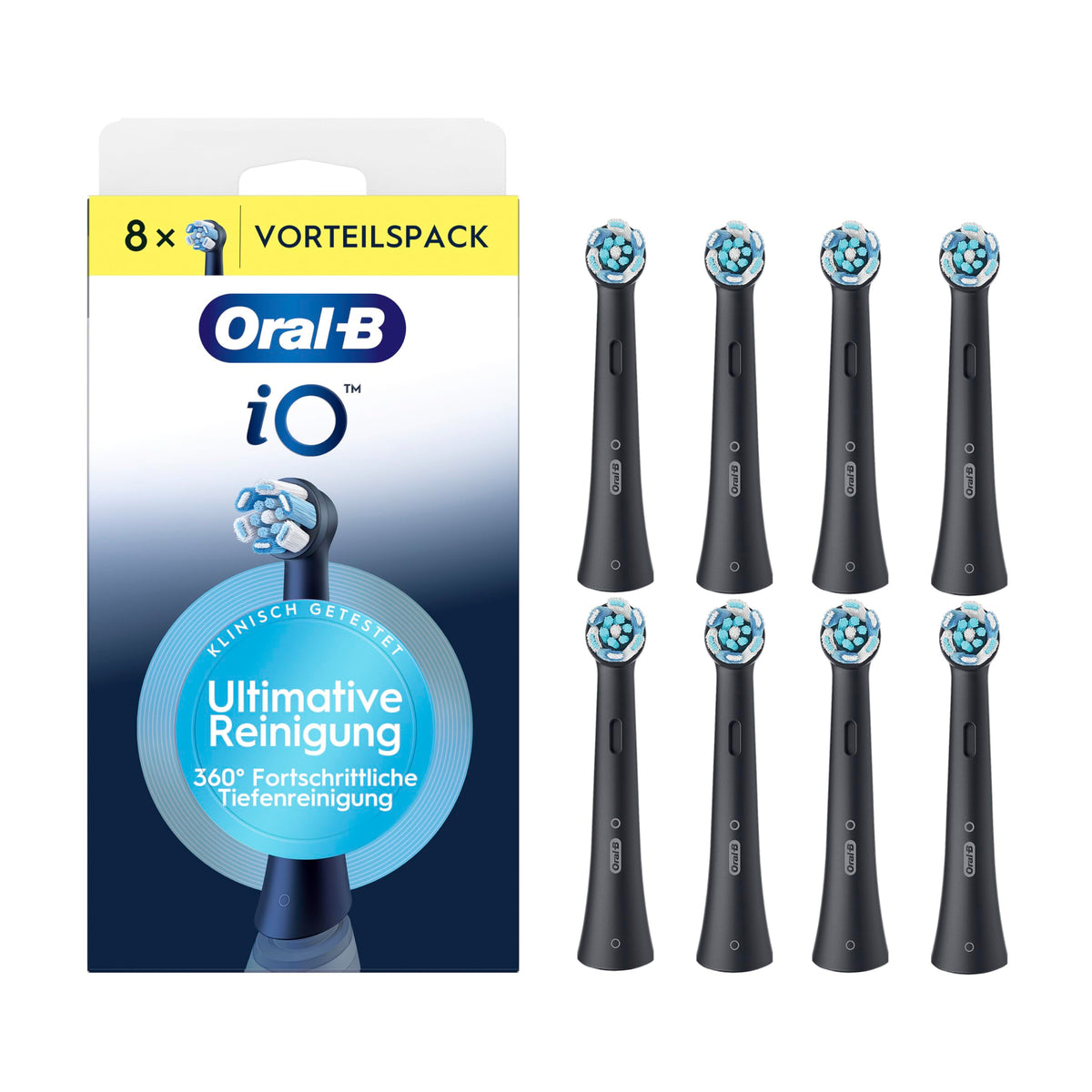 Oral-B iO Ultimate Cleaning – ORIGINAL Replacement Brush Heads for Electric Oral-B iO Toothbrushes – Brush Heads, Toothbrush Attachments, Replacement Brushes, Advanced Deep Cleaning – Black, 8 Pieces - 8700216194693