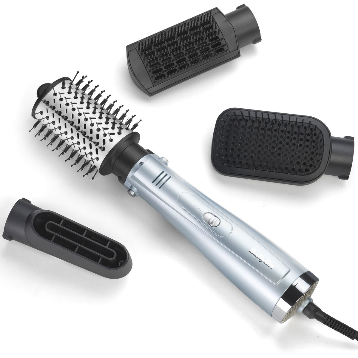BaByliss Hydro-Fusion 4-in-1 Hair Dryer Brush – 1000W Anti-Frizz Blow-Drying Brush, Ion Technology, Drying, Smoothing, Combing, Styling in One Step, Blue, AS774E