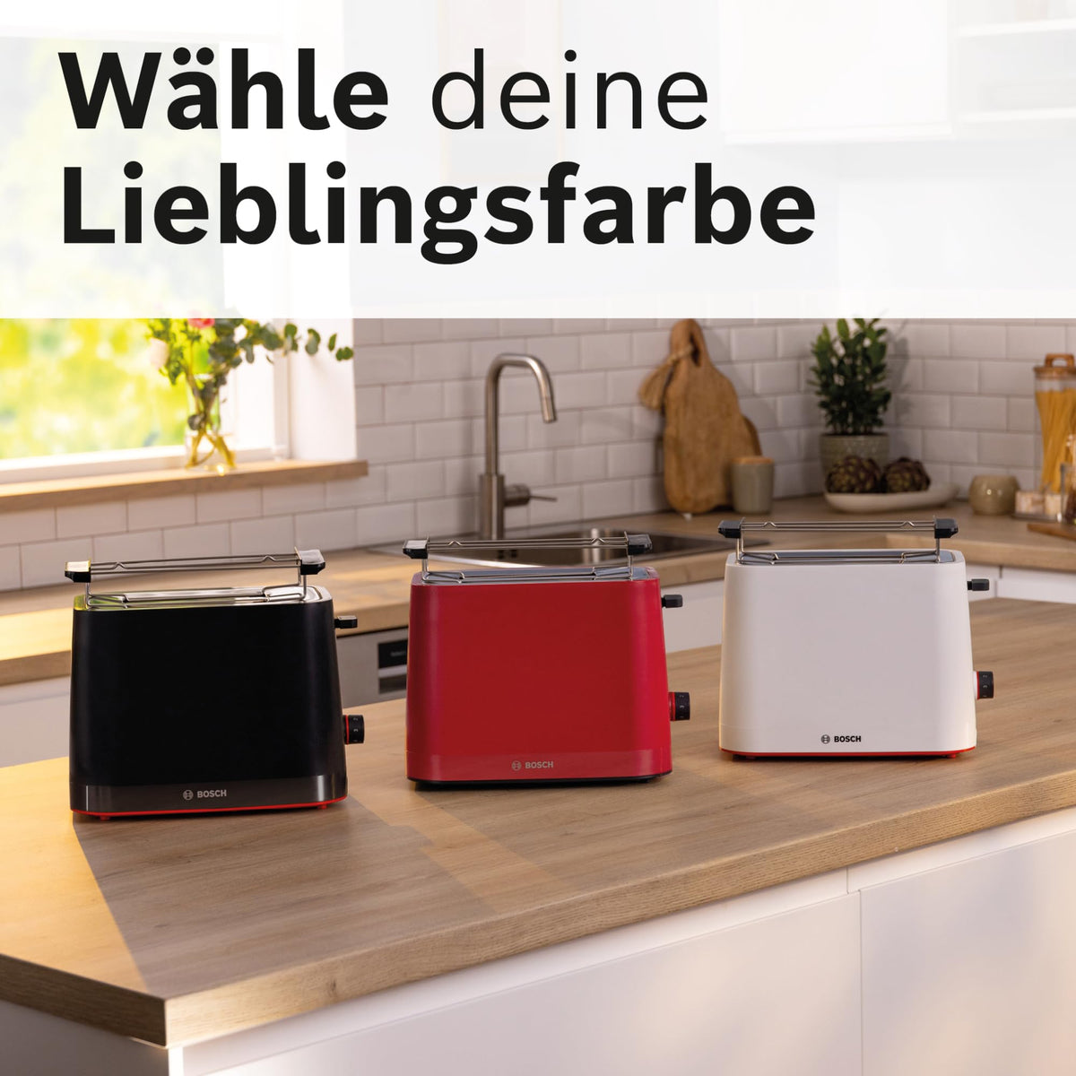Bosch Compact Toaster MyMoment TAT3M123, removable foldable bun warmer, with defrost function, automatic shut-off, lift function, bread centering, ideal for 2 slices, 800 Watts, matte black