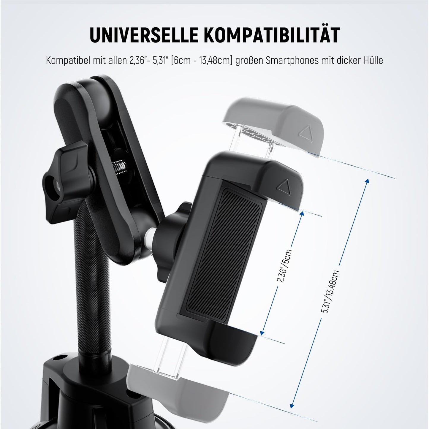 NEEWER Car Mobile Phone Holder 360° Rotating Vacuum Suction Cup Metal Mobile Phone Holder with Extended Magic Arm Compatible with iPhone Samsung, for Windscreen Skylight Glass Navigation Video, PA137