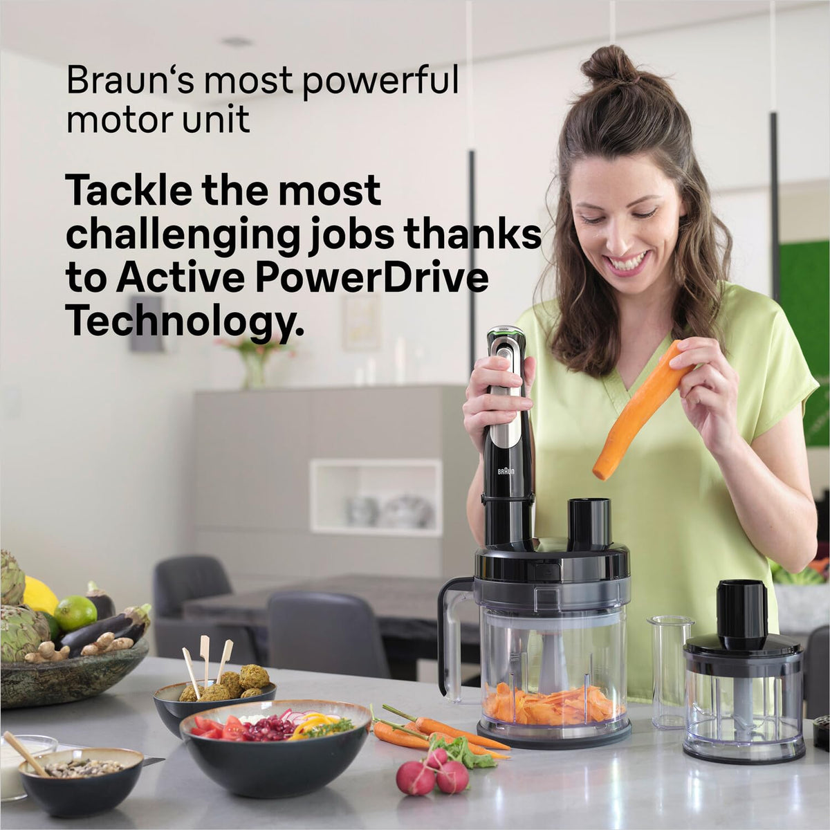 Braun MultiQuick 9 MQ 9187XLI - Electric Hand Blender with variable speed control, 4-piece accessory set, 1200 Watts, Black/Stainless Steel