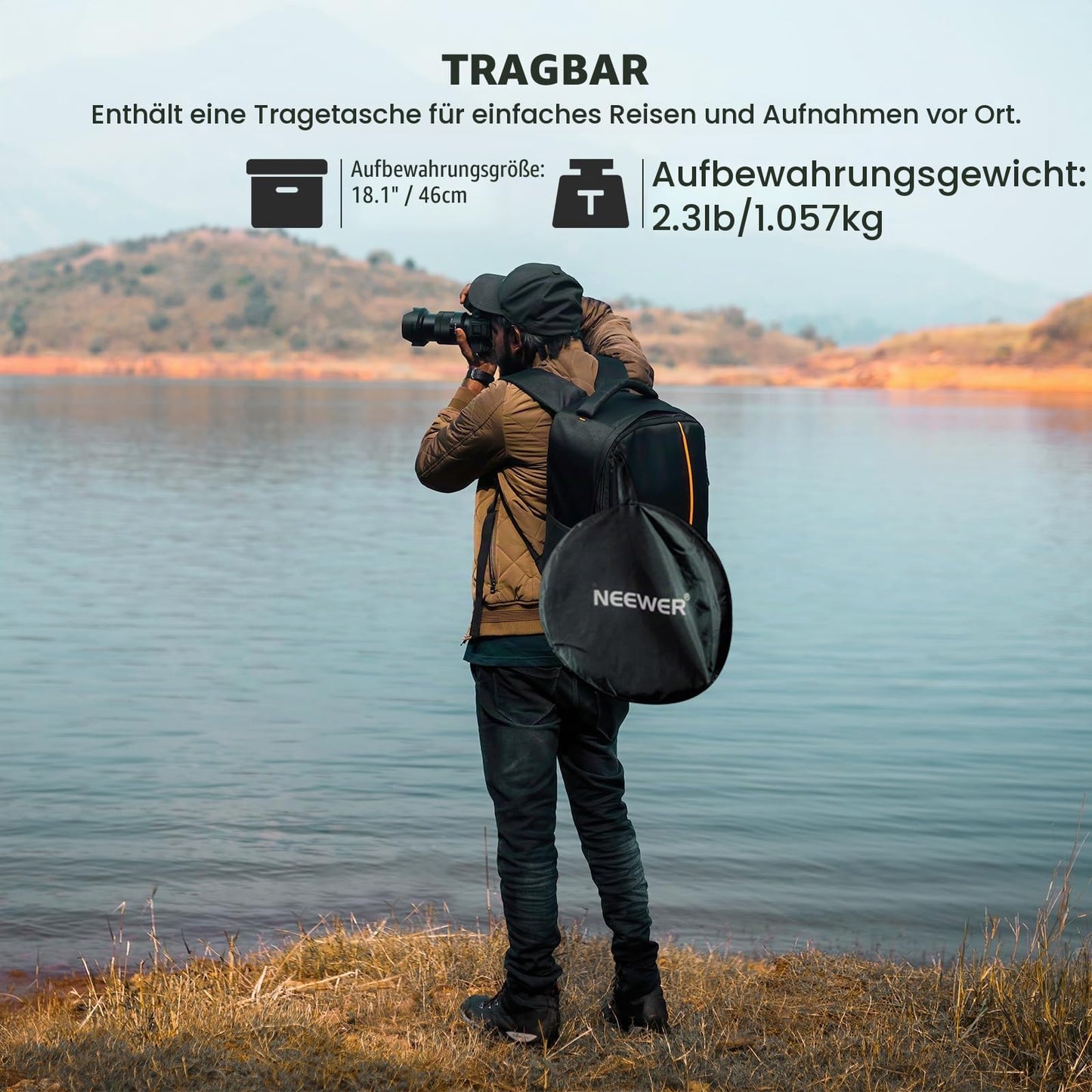 NEEWER 51"/130cm Reflector, Foldable 5 in 1 Light Reflector Diffuser - RF-130