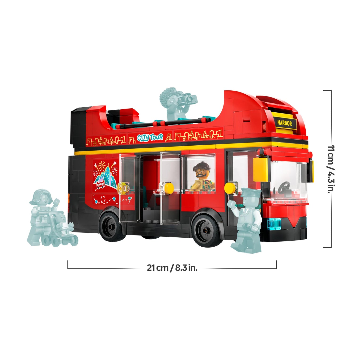 LEGO City Red Double-Decker Sightseeing Bus Toy, Red Vehicle for 7 Plus Year Old Boys & Girls, Creative Set with 5 Minifigures Including a Baby and Buggy, Birthday Gift Idea 60407
