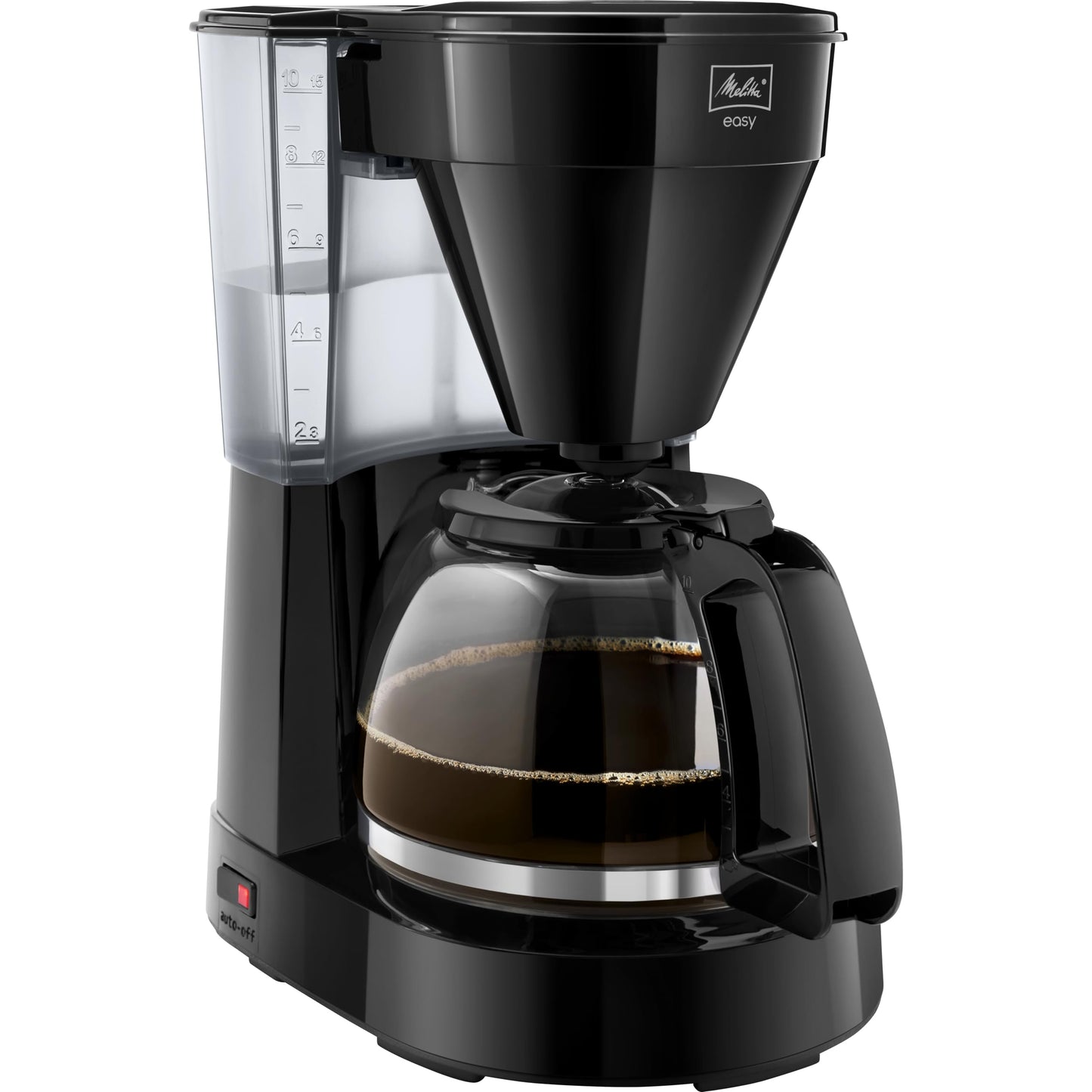 Melitta Easy – filter coffee machine with glass jug, for up to 10 cups of coffee, in black - 1023-02