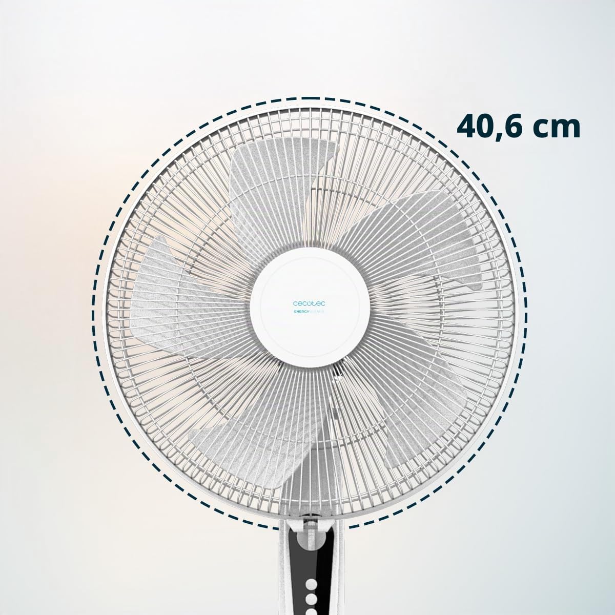 Cecotec pedestal fan EnergySilence 515 MaxFlow White. 45 watts of power, 40 cm diameter, 3 speed levels, oscillation, 1-hour timer and base up to 135 cm for room ventilation - A90_EU01_008297
