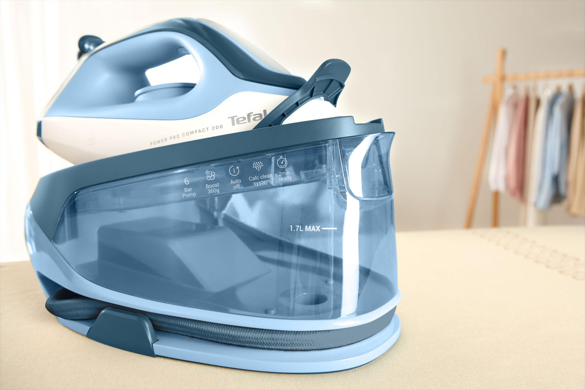 Tefal Power Pro Compact 200 Stație de călcat cu aburi, 2400 W, ușoară și compactă - SV6210E0