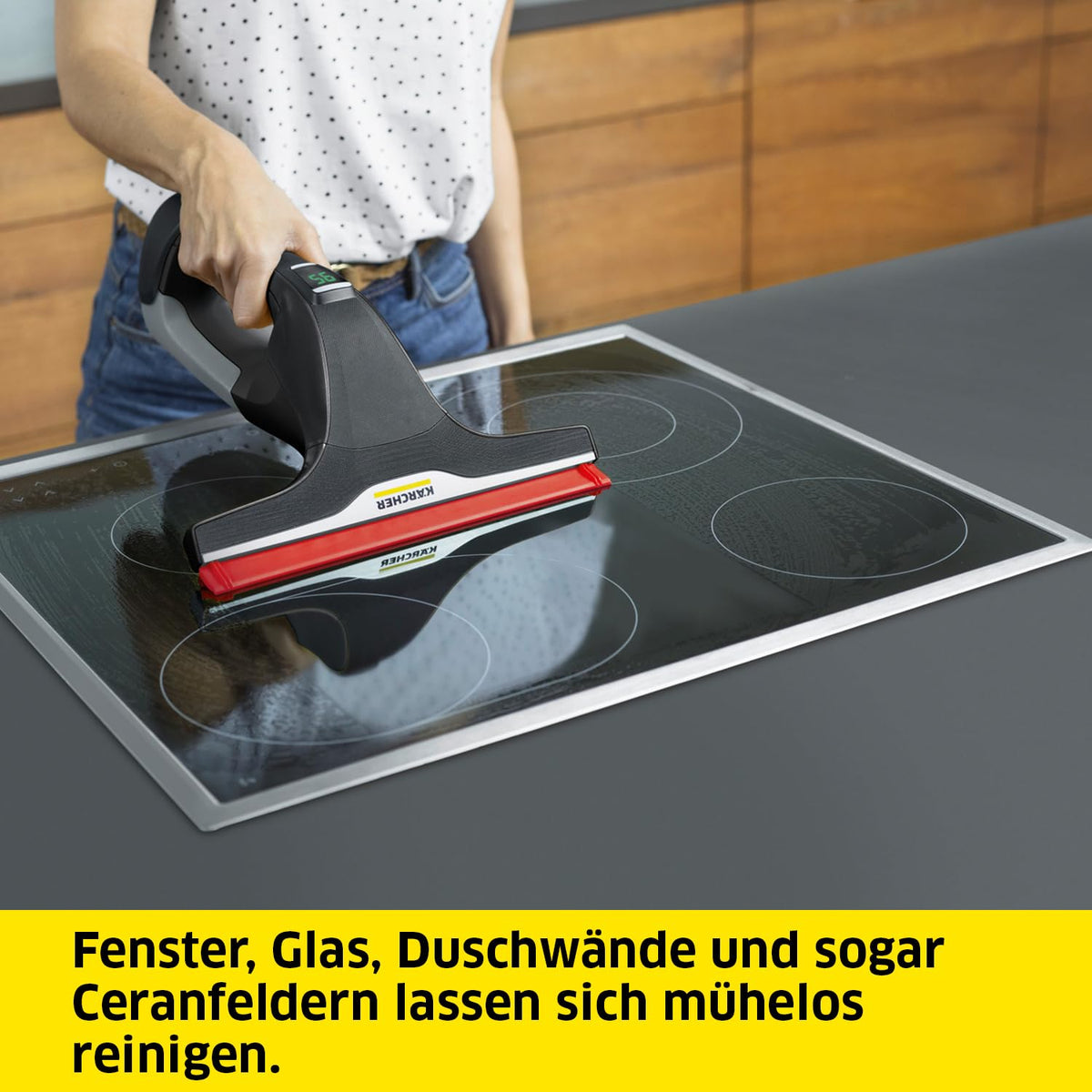 KÄRCHER Battery Window Vacuum WV 6 Plus Multi Black Edition, extra long battery life of 100 min, spray bottle with microfiber cover, 3 colored replacement squeegee blades, 20 ml window cleaner concentrate. - 1.633-514.0