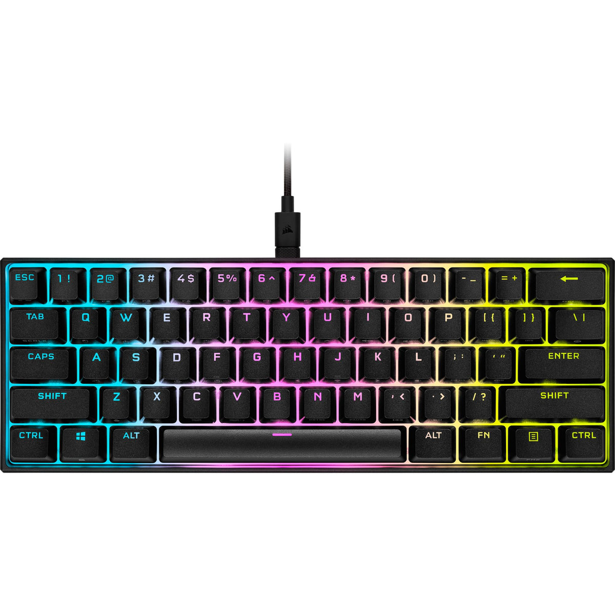 Corsair K65 RGB MINI 60% Tastatur mecanică pentru gaming (Iluminare RGB personalizabilă pentru taste individuale, taste CHERRY MX SPEED, capace de taste PBT Double-Shot, tehnologie AXON) QWERTZ, Negru - CH-9194014-DE