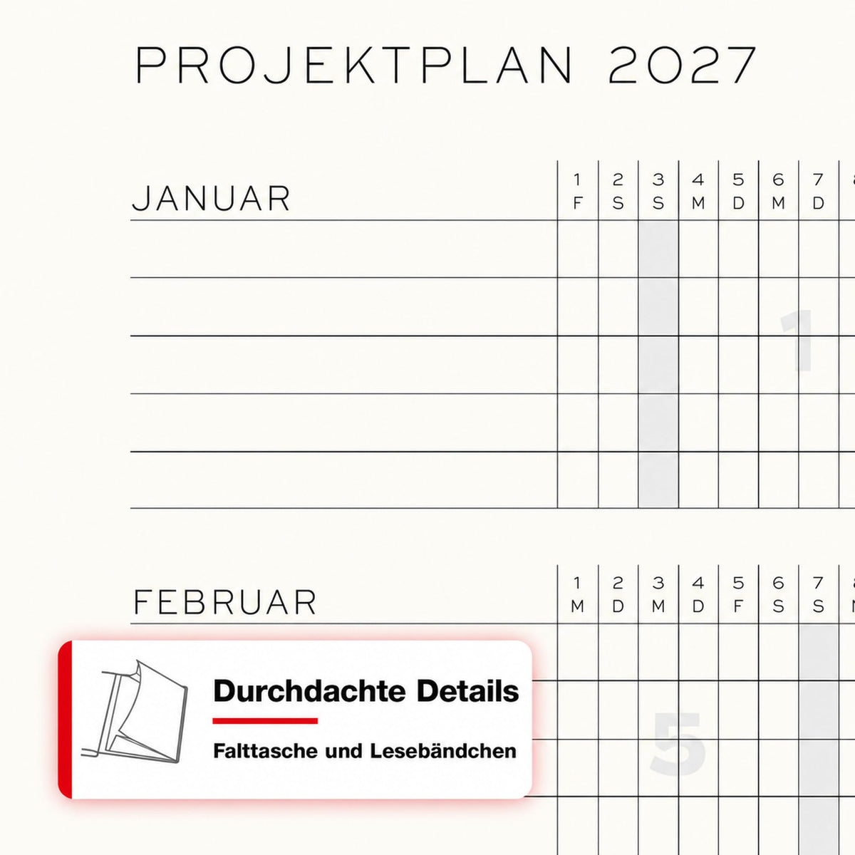 LEUCHTTURM1917 planificator săptămânal 2027 Medium (A5) - germană, salvie, 210 x 145 mm, ianuarie-decembrie (12 luni), prezentare generală săptămânală cu grilă orară 7:00-22:00 per coloană, copertă cartonată, hârtie de 80 g/m² - 400149
