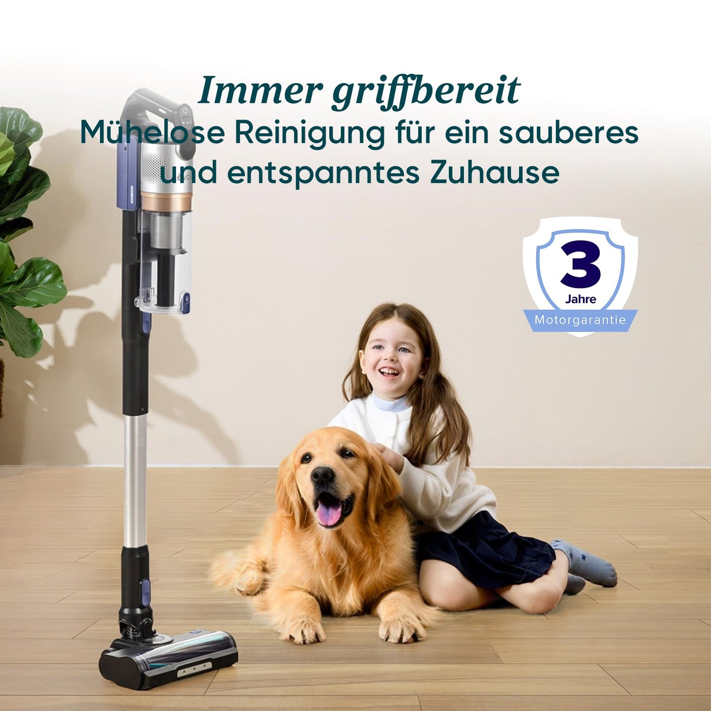 Levoit - Cordless vacuum cleaner - Running time for 150㎡ - Wireless vacuum cleaner - 99.9 percent dust capture rate - Mini motor brush - Self-standing - Anti Tangle - For pet hair/carpets/hard floors/car-LVAC-300, blue - LVAC-300DE