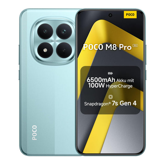 XIAOMI Poco M8 Pro 5G Smartphone, 12 GB RAM + 512 GB Storage, Mobile Phone with Android, 6.83" 1.5K CrystalRes AMOLED, Snapdragon® 7s Gen 4, 50 MP Light Fusion 800 with OIS, IP68, Green, 2 Year Warranty - MZB0NFXEU