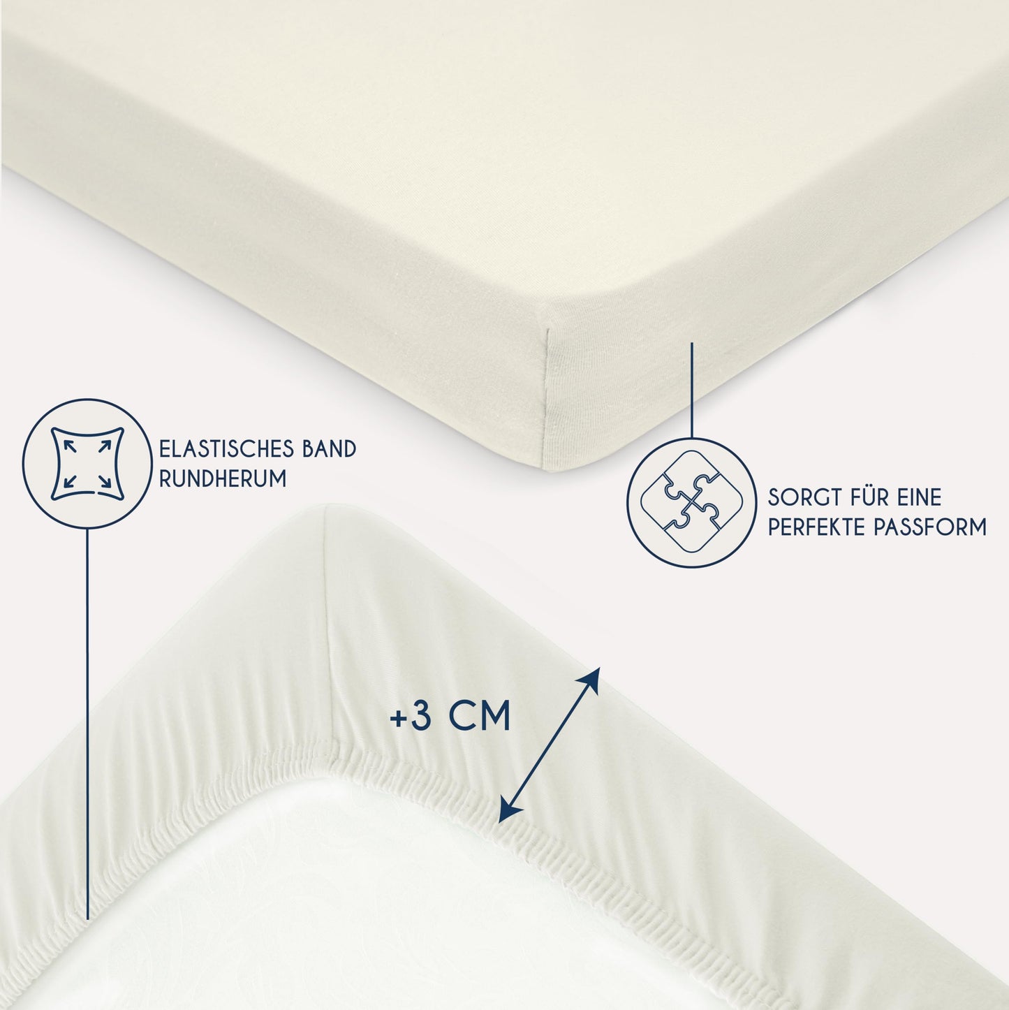 Dreamzie - fitted sheet 180x200cm - cotton Oeko Tex certified - beige - 100% jersey fitted sheet 180x200 - DHC_180x200_Bg_2