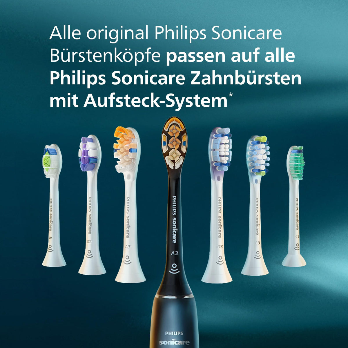 Philips Sonicare W2 Optimal White, Original Replacement Brush Heads, Black, 4-Pack, HX6064/88