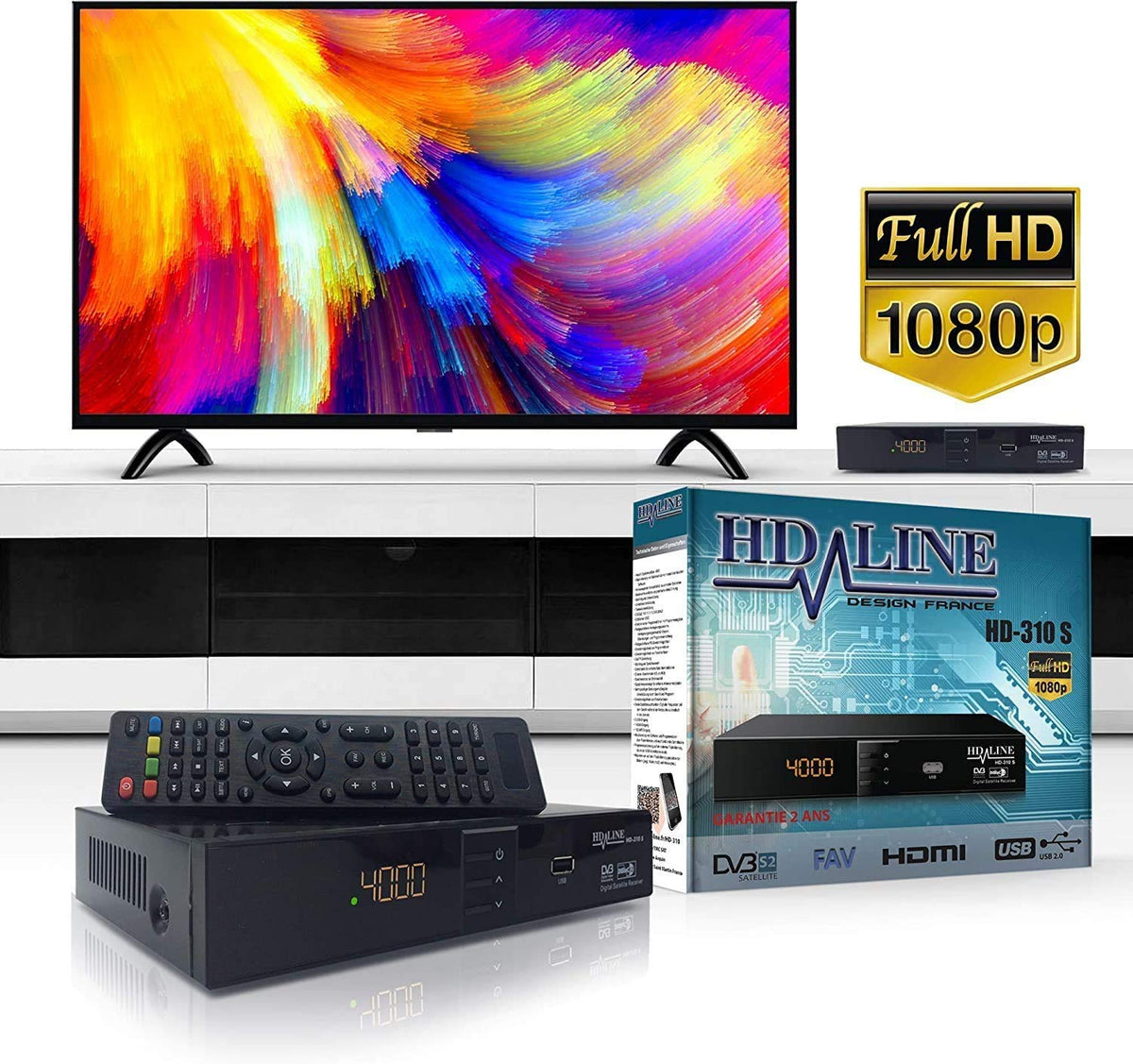 Receptor de satelit Hd-line 310 Receptor digital DVBS-S2 Full HD Receptor de satelit pentru HDTV Receptor de satelit TV HDMI - hd-310pvr