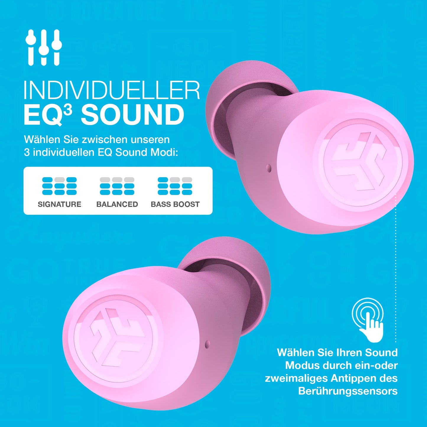 JLab Go Air Pop True Wireless Headphones - Bluetooth 32+ hours, Pink - EBGAIRPOPRPNK124