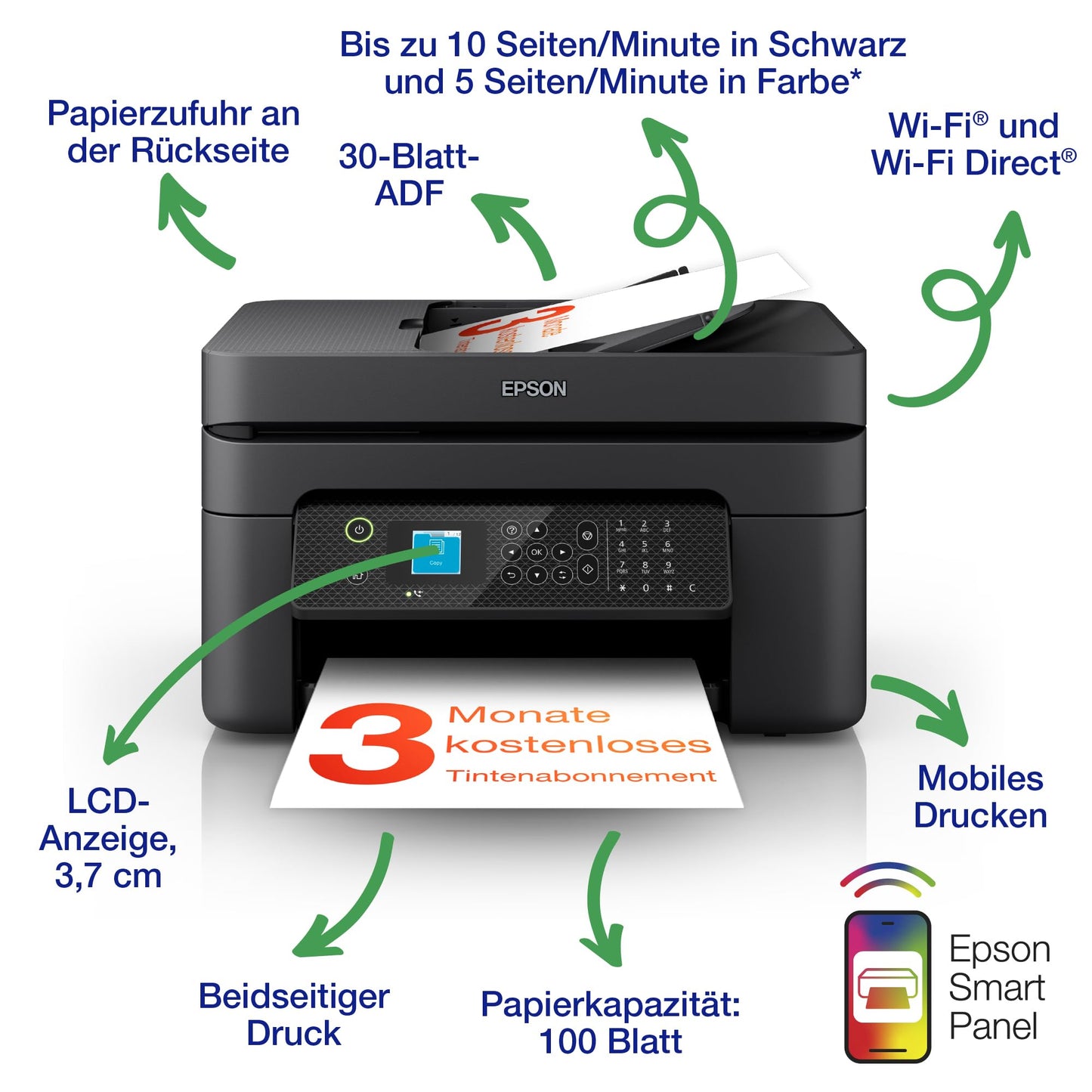 Epson Workforce WF-2930DWF A4 wireless multifunction inkjet printer