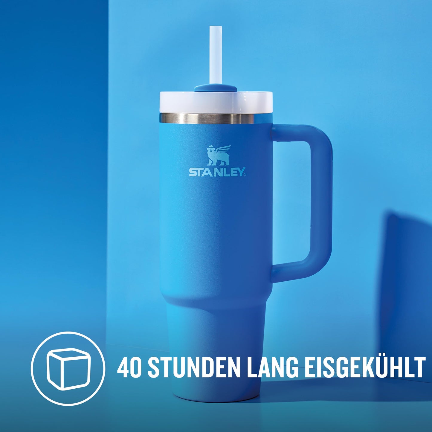 STANLEY 1913 Quencher H2.0 Flowstate Drinking Bottle with Straw 0.89L - Thermo Mug Cools for 9 Hours - 40 Hours Ice Cooled - Thermos Bottle BPA Free - Stainless Steel Drinking Cup - Azure - 100000143569