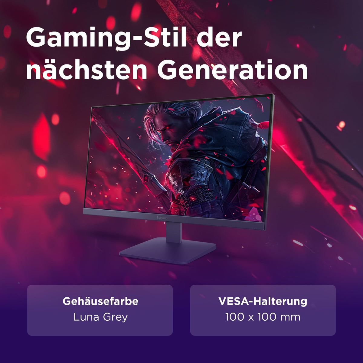 Lenovo LOQ 27-10 | 27'' Full HD Gaming Monitor | 1920 x 1080 | 16:9 | 200 Hz | 0.5ms Response Time | HDMI 2.1 | DisplayPort | 3-Sided Panel | AMD FreeSync Premium | Luna Gray - 68F2GACBEU