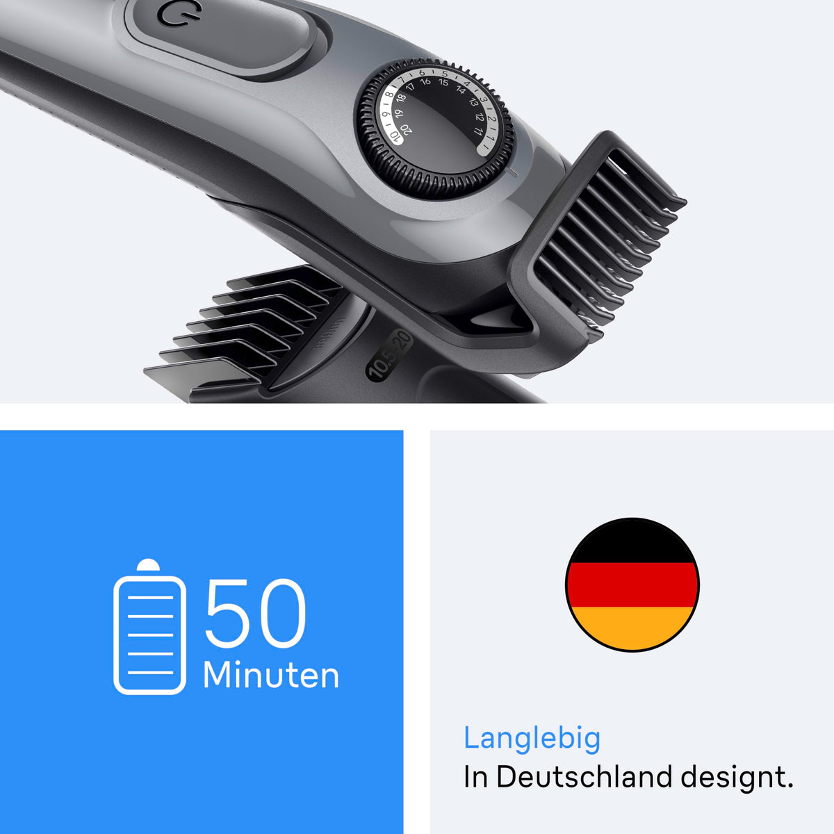 Braun Barttrimmer Series 3, Bartschneider Herren, BT3535, Grau