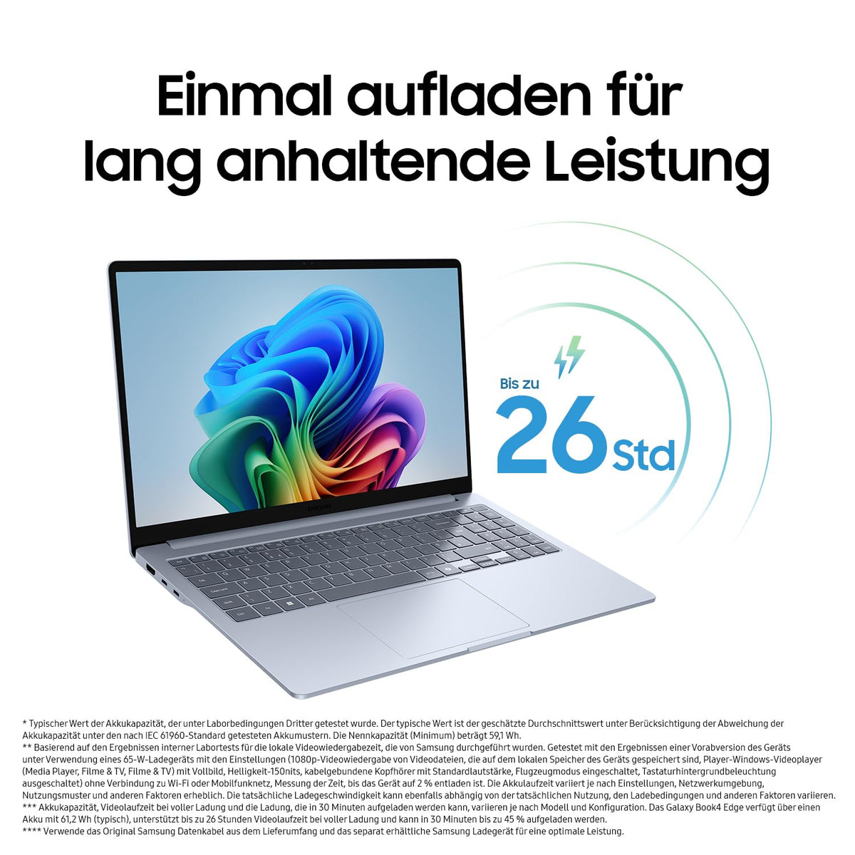 Samsung Galaxy Book4 Edge AI Laptop, 15.6-inch Display, 16GB RAM, Snapdragon X Plus Processor, Notebook with 512GB Storage, Copilot+ PC, Sapphire Blue, 3 Years Manufacturer Warranty [Exclusive at Amazon] - NP750XQB-KA4DE