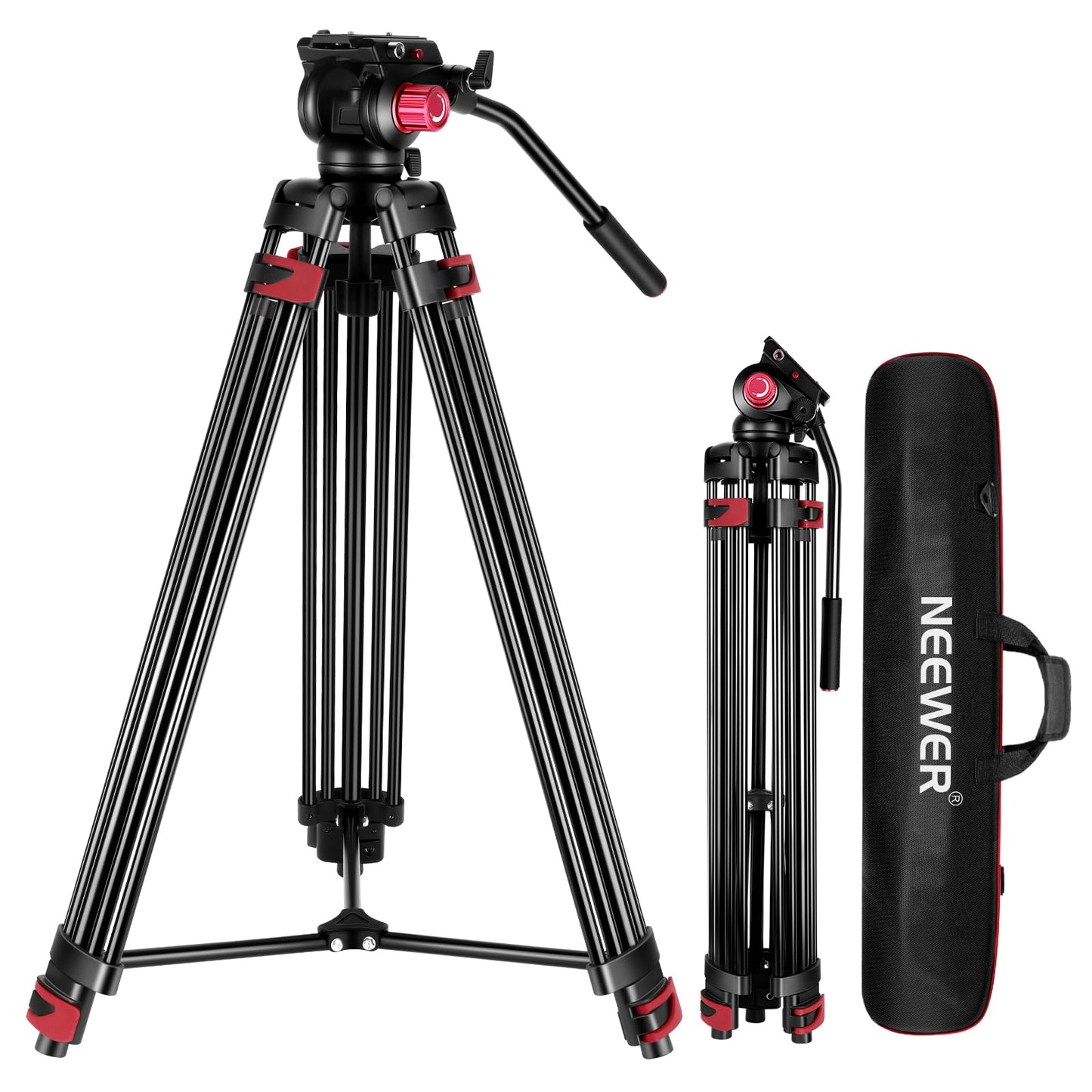 NEEWER 200cm video tripod, robust camera tripod made of aluminum alloy with 360° fluid head, quick release plate compatible with Canon Nikon Sony and other DSLR camera camcorders, 8kg load capacity - TP-M200