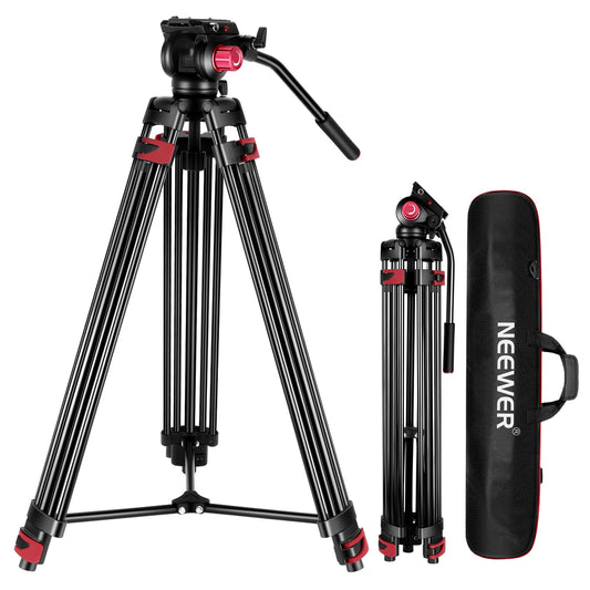 NEEWER 200cm video tripod, robust camera tripod made of aluminum alloy with 360° fluid head, quick release plate compatible with Canon Nikon Sony and other DSLR camera camcorders, 8kg load capacity - TP-M200