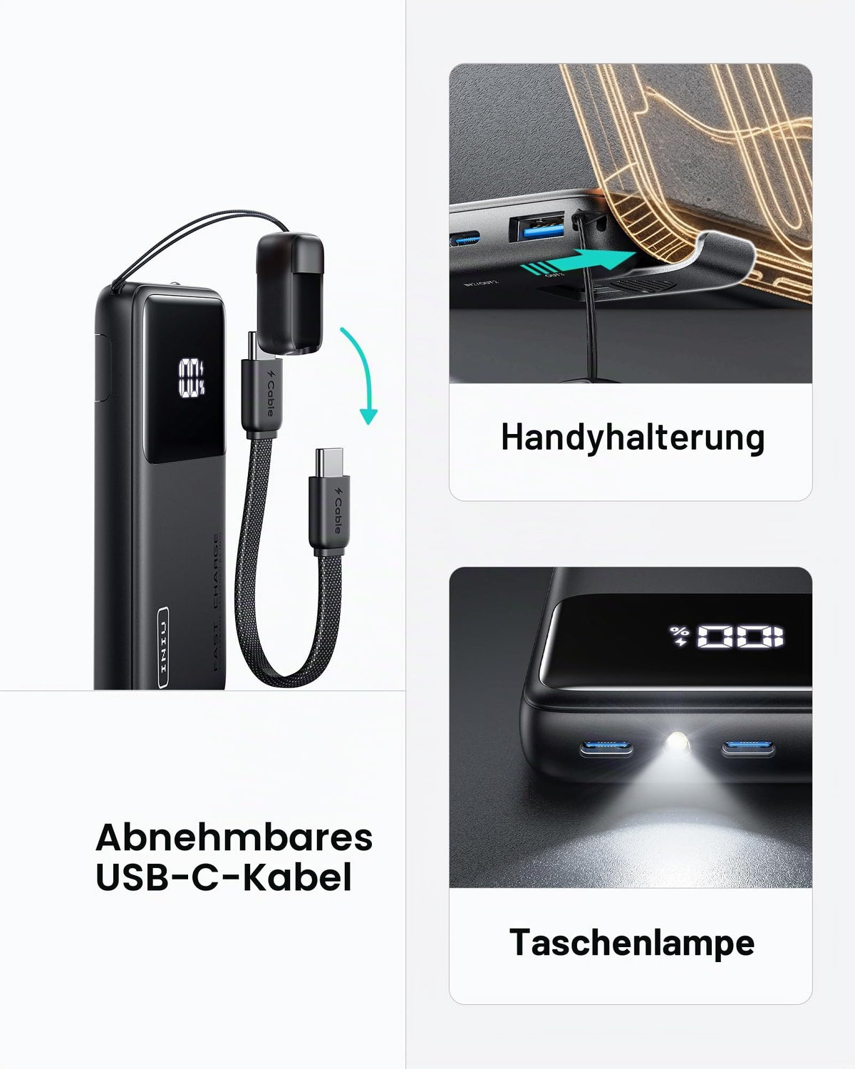 INIU 10000mAh Power Bank, Mini 45W Fast Charging Travel Gadgets PowerBank - P55
