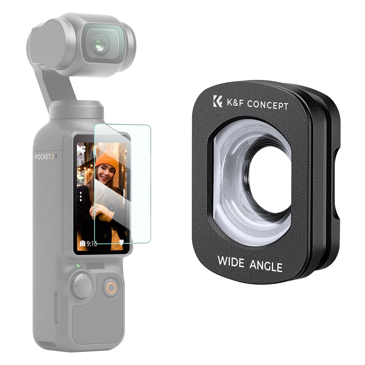 K&F CONCEPT FD161 magnetic wide angle lens filter, compatible with DJI Osmo Pocket 3/4, Osmo Pocket 3 accessories, Osmo Pocket 4 accessories (aluminum frame) - KF01.2612