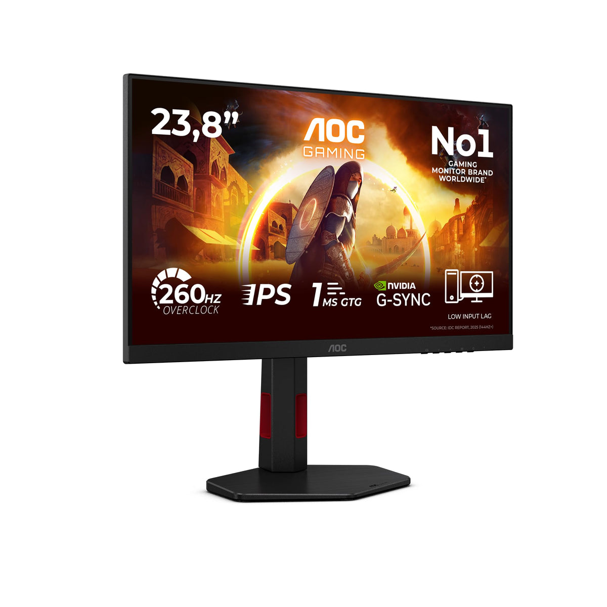 AOC 24G4ZR 24-inch FHD Gaming Monitor, 260Hz, Fast IPS Panel, 1ms GtG, HDR10, G-Sync Compatible, Height Adjustable, (1920x1080 HDMI 2X 2.0 DP 1x 1.4) Black