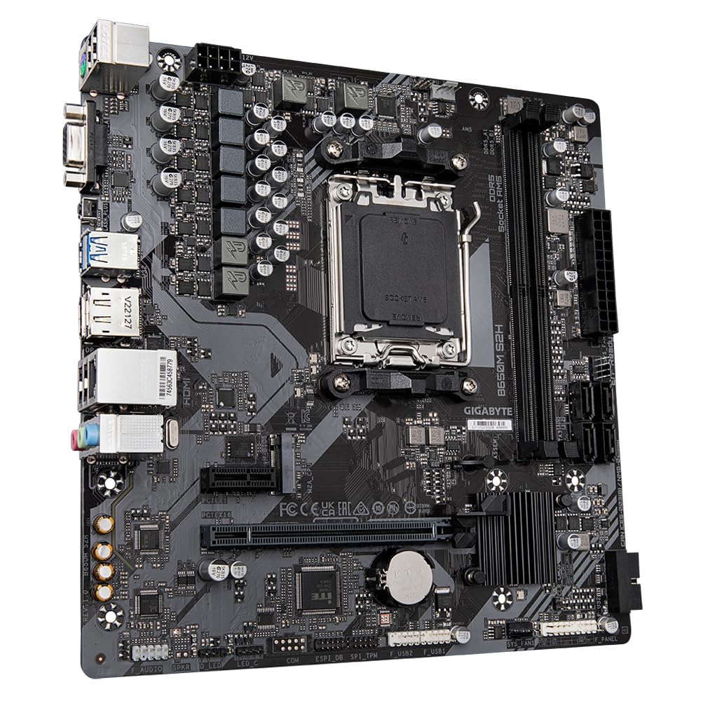 Placa de bază GIGABYTE B650M S2H - Seria AMD Ryzen 9000, VRM cu 5+2+2 faze, până la 6400 MHz DDR5 (OC), 1xPCIe 4.0 M.2, GbE LAN, USB 3.2 Gen 1