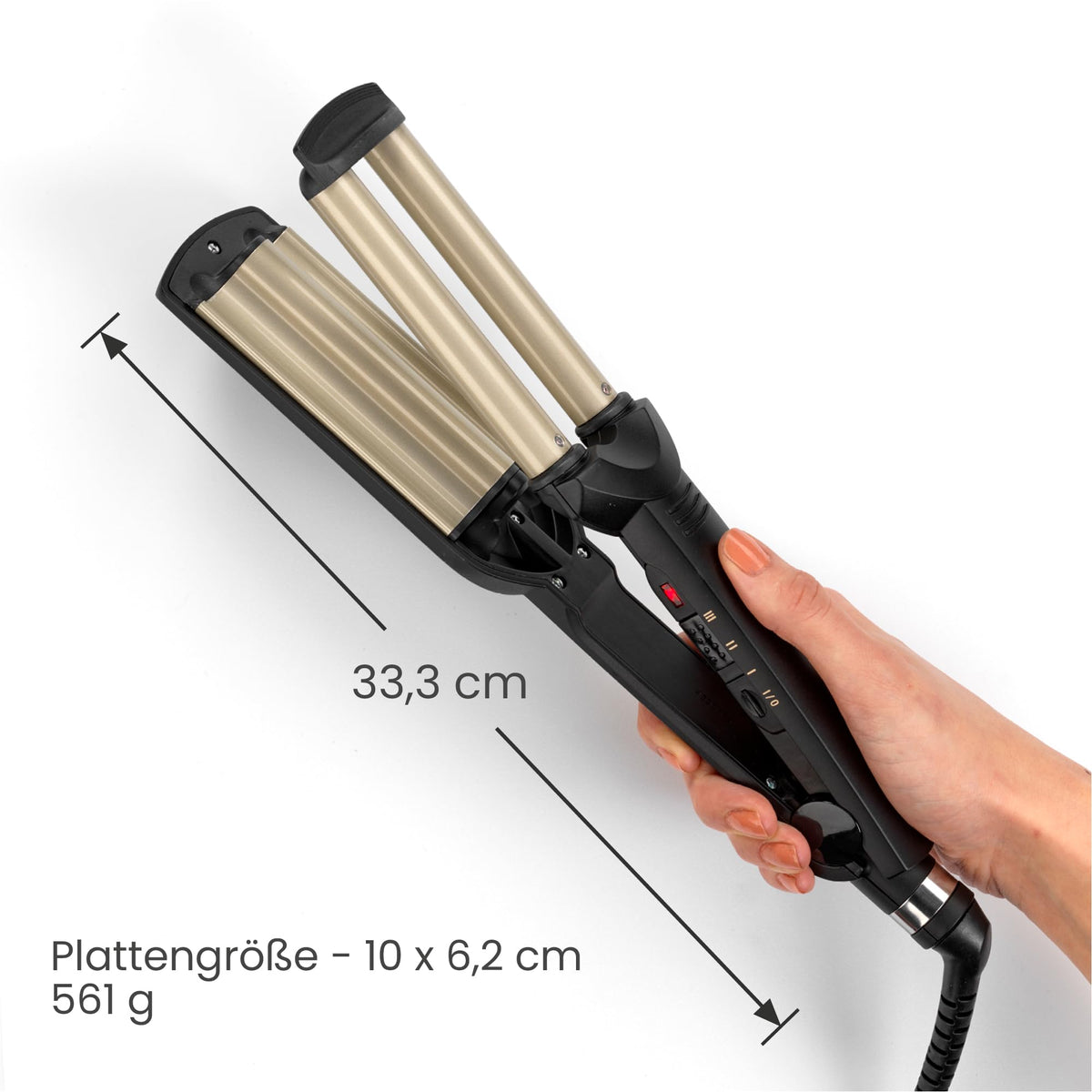 BaByliss Easy Waves – Ondulator pentru Beach Waves, acoperire din ceramică-titan, 3 setări de temperatură, vârfuri rezistente la căldură, aurie și neagră, C260E - 3030050064308