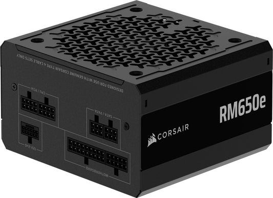 CORSAIR RM650e (2025) Quiet Fully Modular ATX Power Supply with 12V 2x6 Cable - Zero RPM Fan Mode, ATX 3.1 Compliant, PCIe 5.1 Support, Cybenetics Gold - Black - CP-9020302-EU