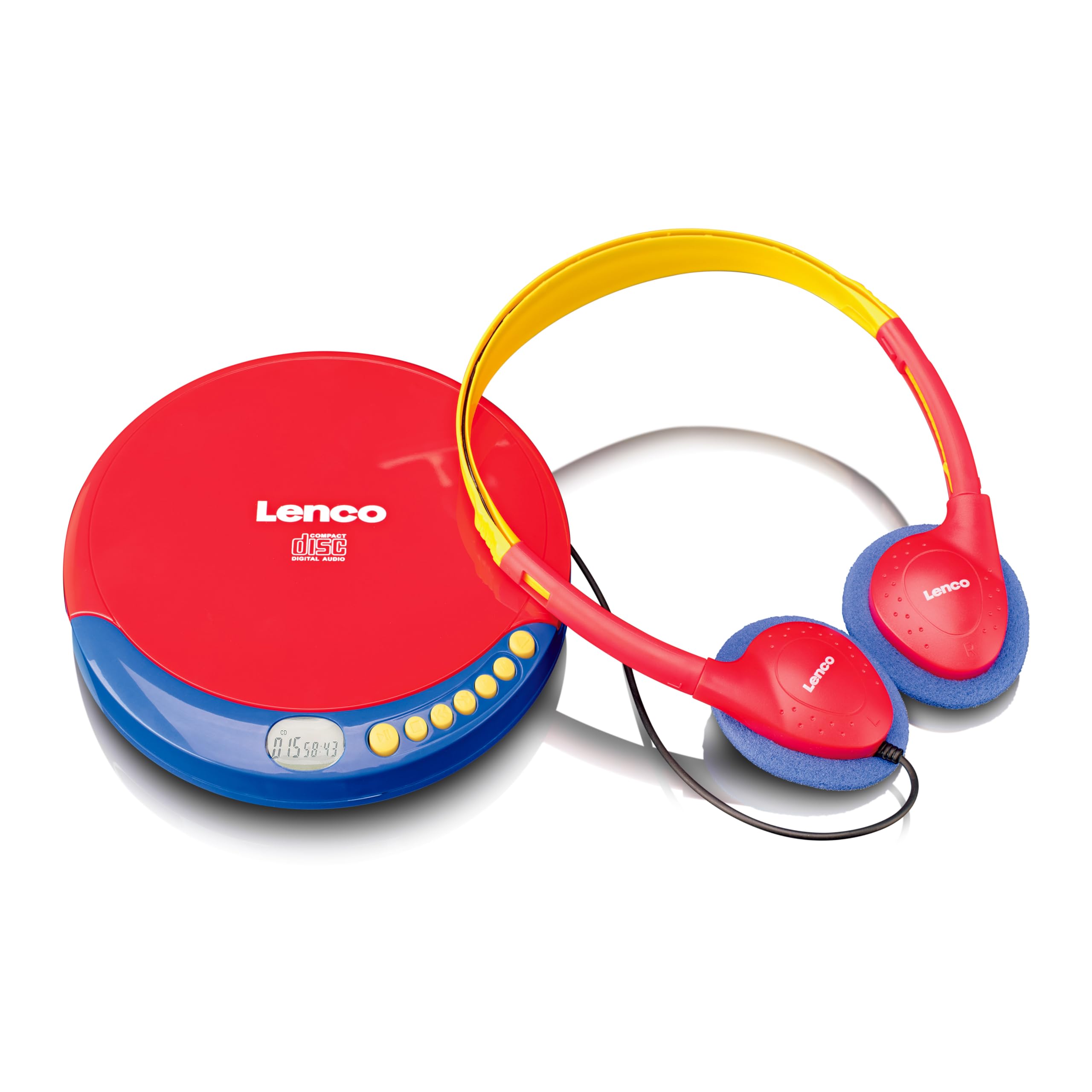 Lenco CD-021 CD player for children - portable CD player - Discman - headphones with volume limiter - reads CD-R/RW - integrated battery - with charging cable - red/blue, CD-021KIDS