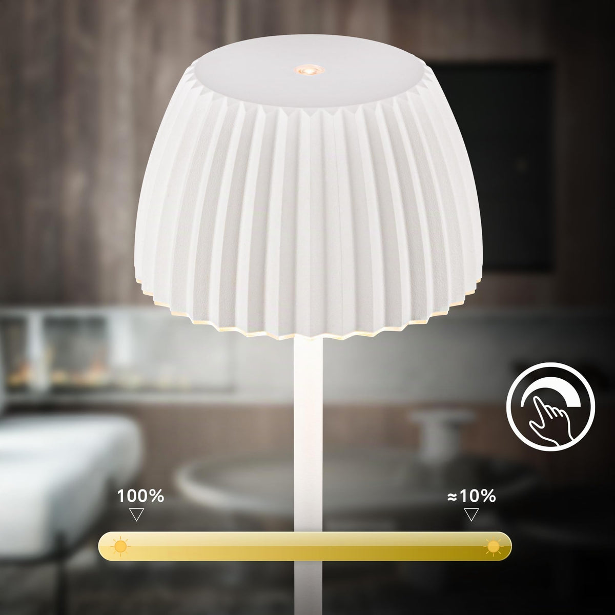 BRILONER - Riffle LED Floor Lamp Wireless IP44 with Touch, Dimmable, Memory Function, Replaceable Battery, Floor Reading Lamp, Living Room Lamp, German Design Award Winner 2025, 19x124 cm, White - 1238016