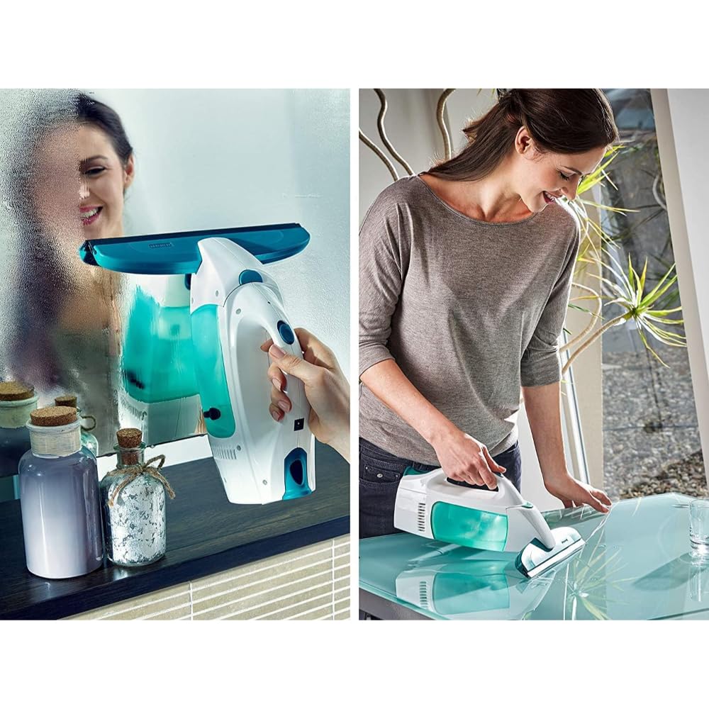 Leifheit window vacuum set Dry and Clean with 28 cm suction nozzle for 360° streak-free cleaning, window cleaner can be used for up to 38 minutes, window cleaner with automatic stand-by and click system - 51000