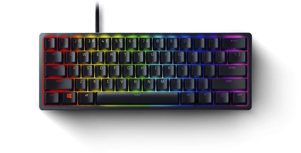 Razer Huntsman Mini (Red Switch) - Compact 60% Gaming Keyboard (Linear Optical Mechanical Switches, Doubleshot PBT Keycaps, Detachable USB-C Cable) QWERTZ DE-Layout | Black - RZ03-03391900-R3G1