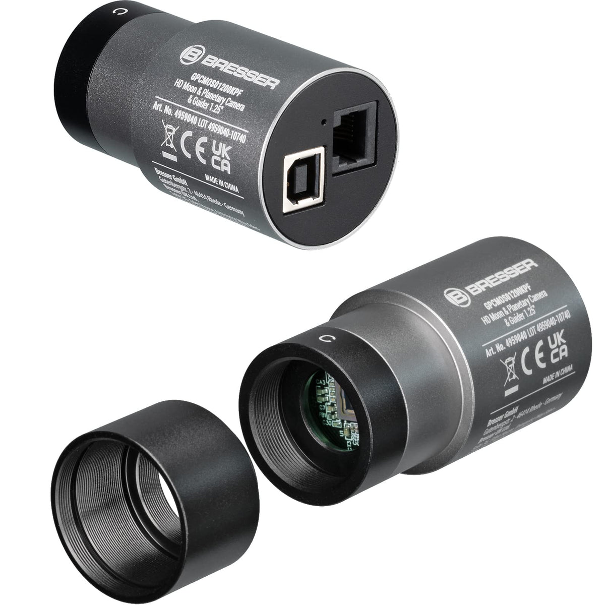 Bresser HD Moon & Planet Camera & Guider 1.25" - Cameră color astrofoto și ghidare automată pentru urmărirea telescopului, senzor Sony IMX225 - 4959040