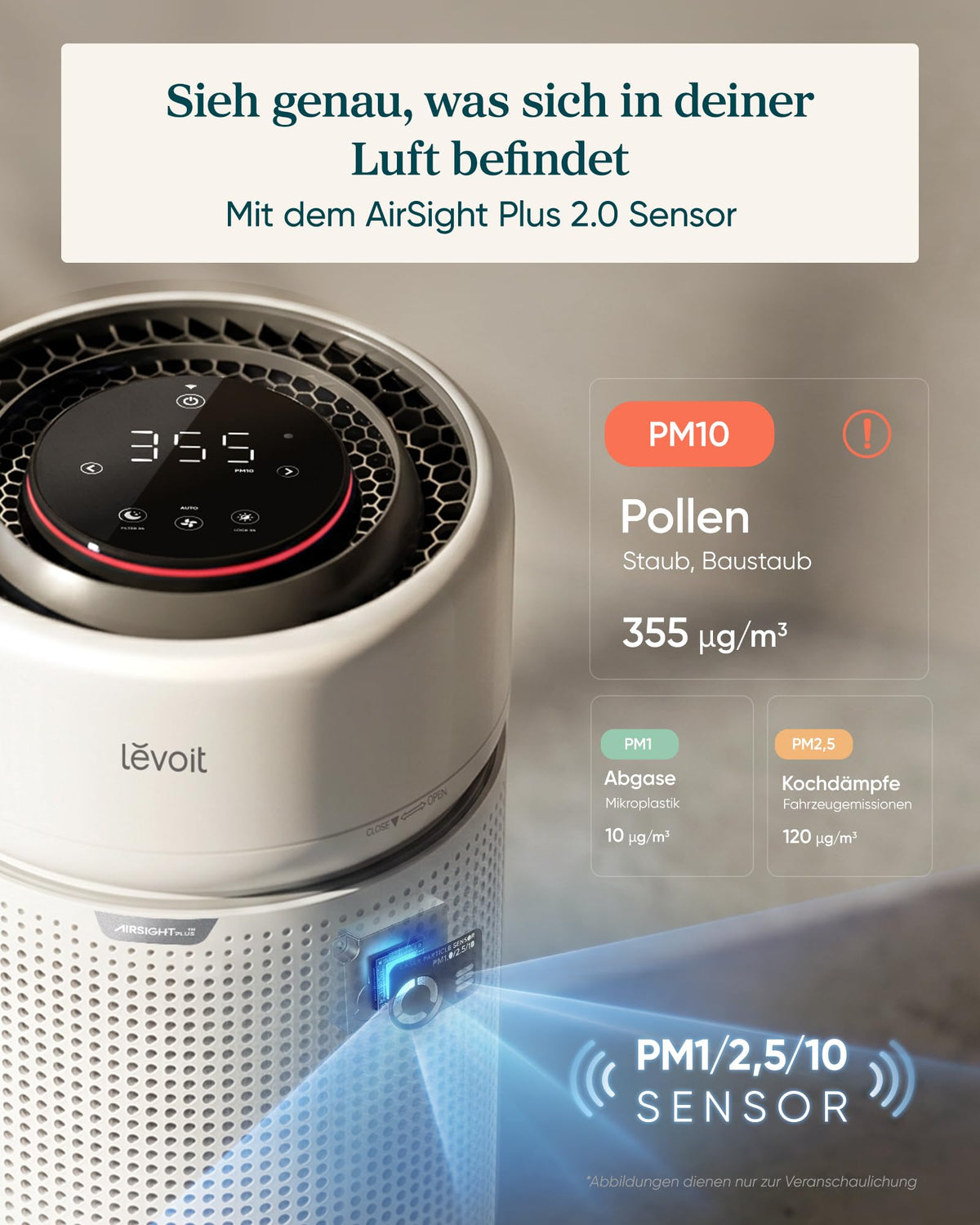 Levoit Eleva 300X Air Purifier Allergic, 19 dB, Auto Mode, up to 56 m² - LAP-C341S-WEU