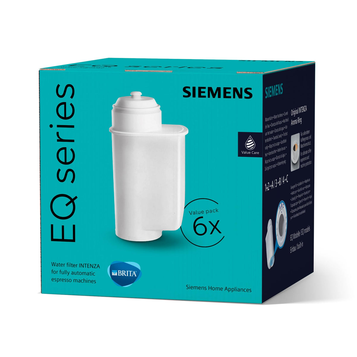 Siemens BRITA Intenza Wasserfilter TZ70063A, 6 bucăți, reduce conținutul de calcar din apă, compatibil cu espressoarele din seria EQ, precum și cu espressoarele integrate.