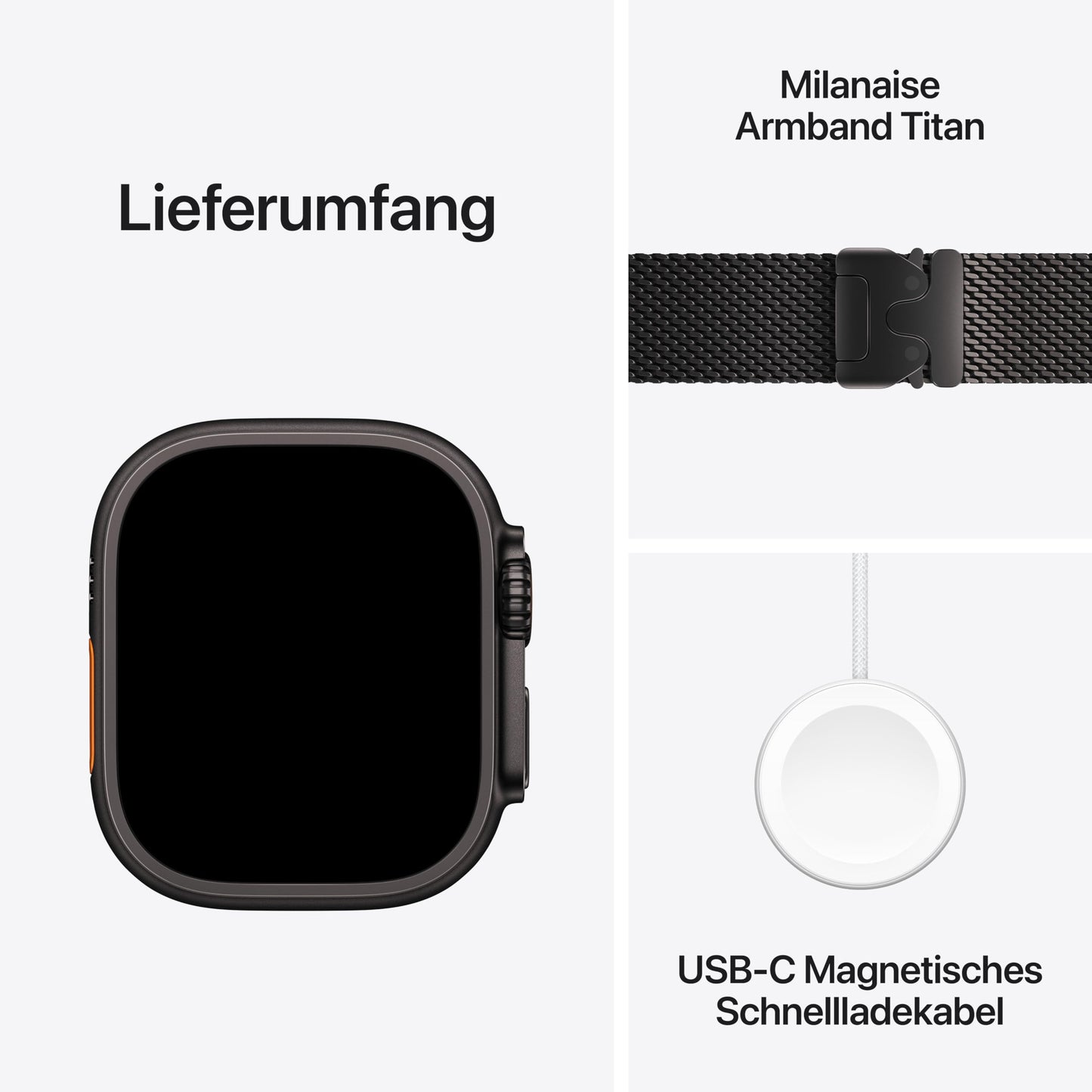 Apple Watch Ultra 3 GPS + Cellular 49 mm premium smartwatch for running training and combination sports with robust titanium case in black and Milanese strap in black (medium) - MF1Q4QF/A