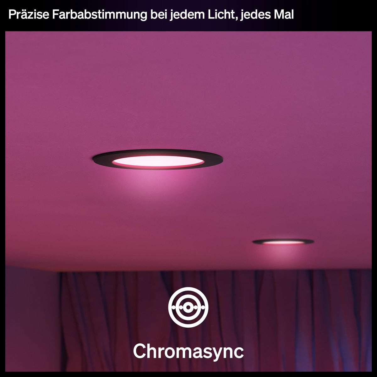 Philips Hue Slim Downlight, iluminare LED inteligentă, 1.000 lm, 90 mm, design subțire, lumină de zi cu spectru complet 1.000–20.000 K, extrem de dimabilă, culoare precisă, iluminare inteligentă, negru, pachet de 3. - 929004291301