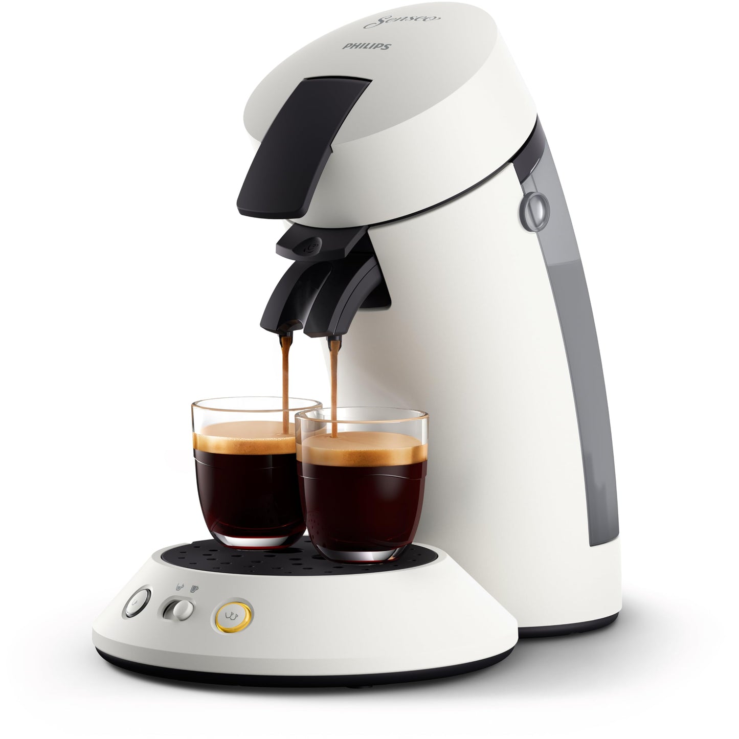 Philips Senseo Original Plus coffee pad machine (choice of coffee strength, coffee boost technology, made of recycled plastic), white CSA210/10