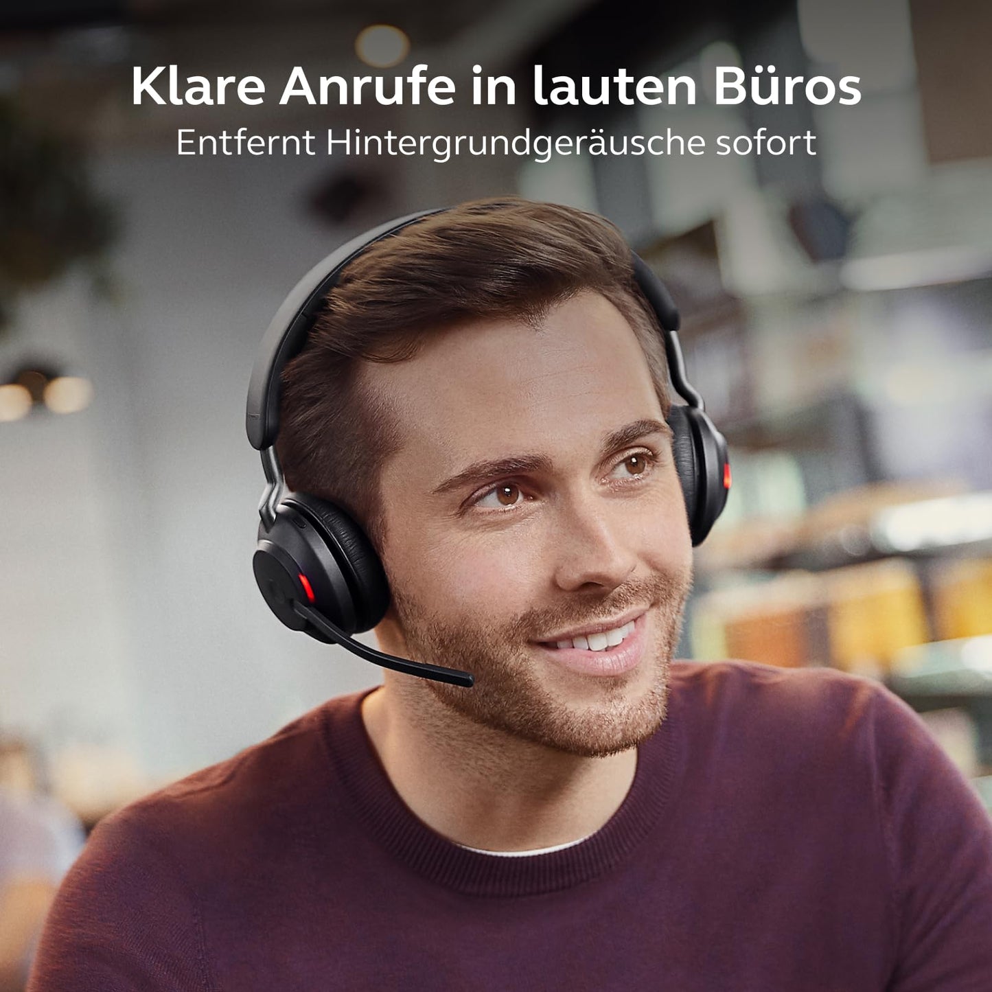 Jabra Evolve2 65 Wireless PC Headset with Charging Dock - Noise Canceling Microsoft Teams Certified Stereo Headphones with Long-Lasting Battery - USB-C Bluetooth Adapter - Black - 26599-999-889