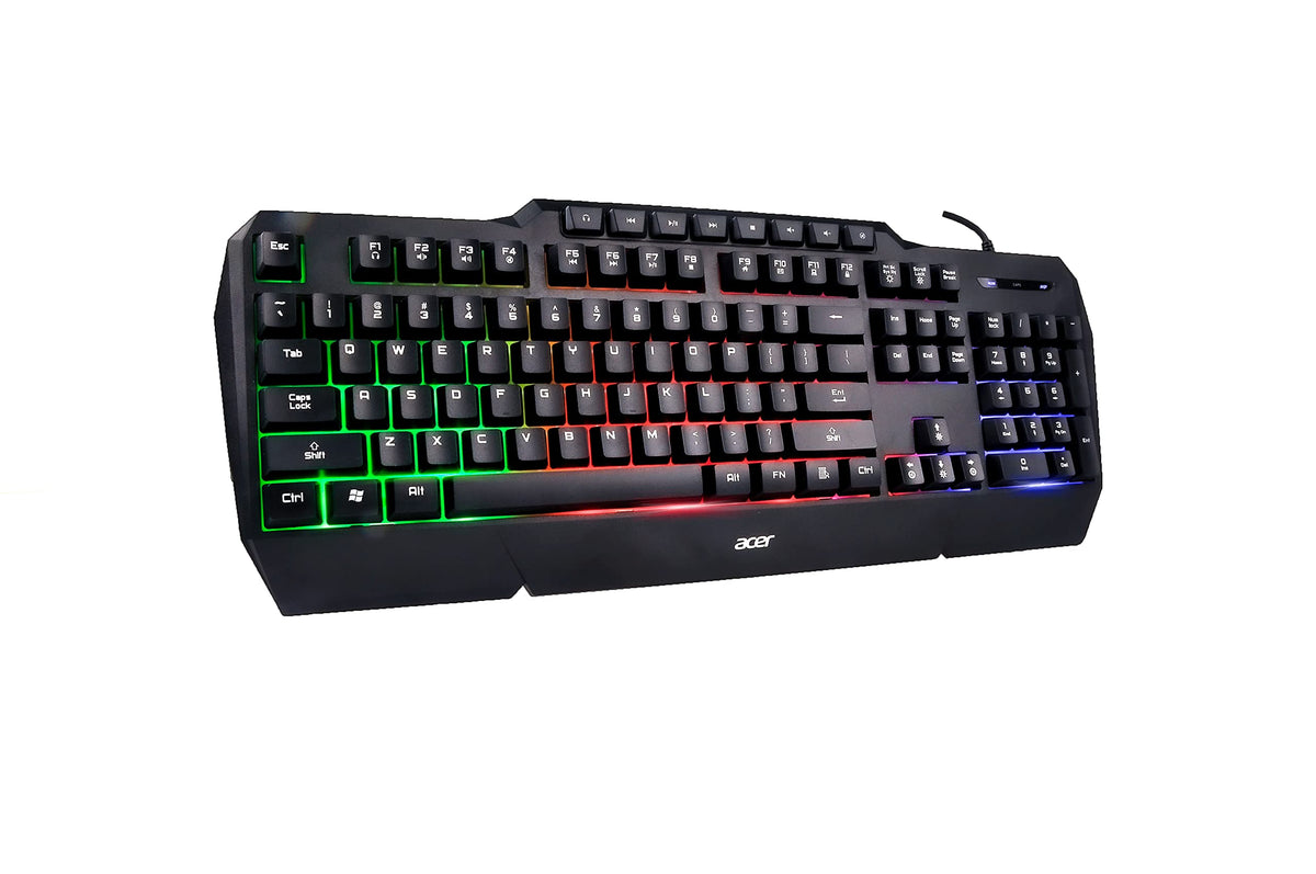 Acer STELLAR-GK1600 Tastatur pentru gaming, cu fir, membrană, layout italian, iluminare de fundal RGB-LED, 105 taste, 26 taste anti-ghosting, 8 taste multimedia.